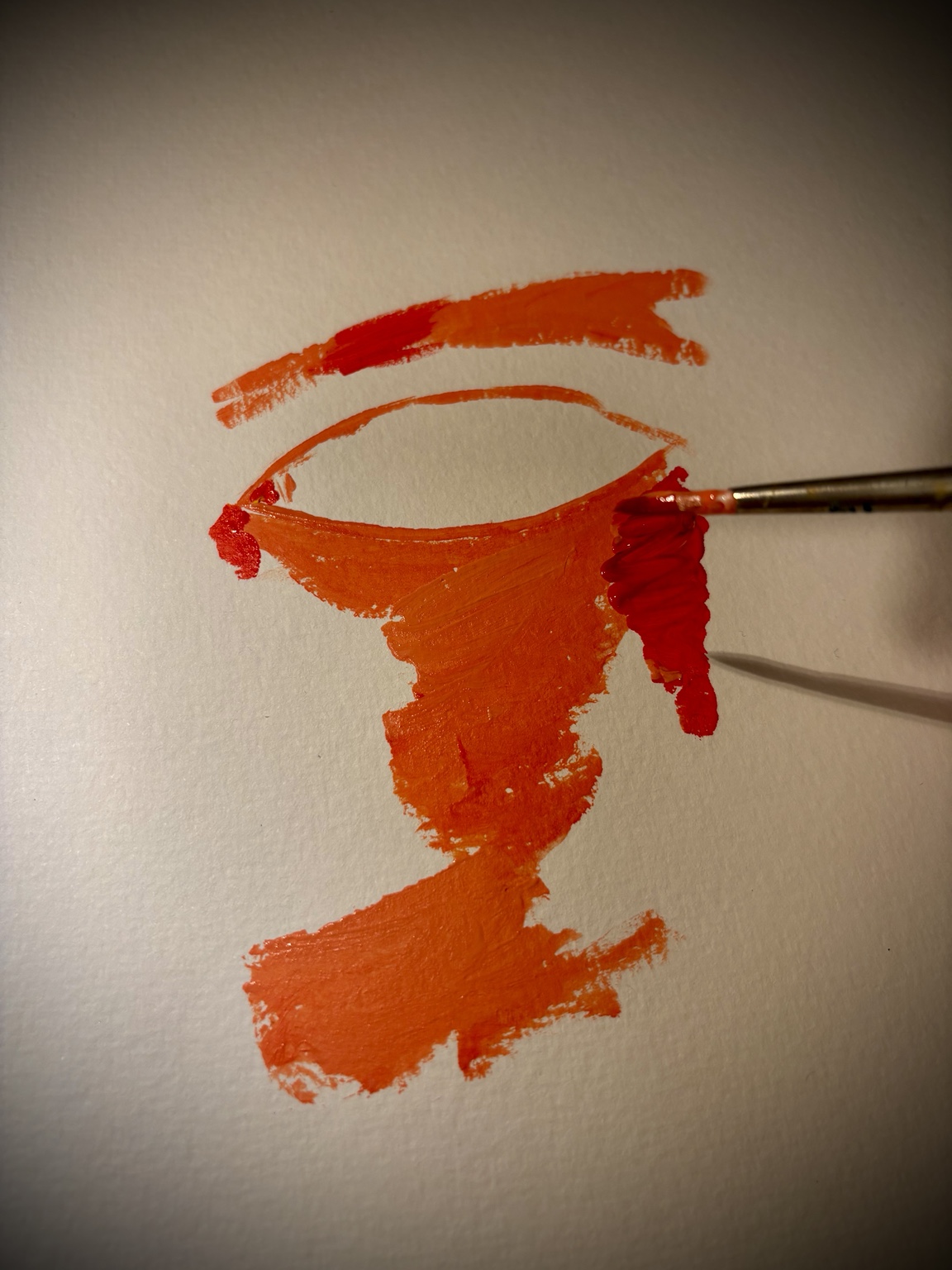 Red paint mark applied with a brush